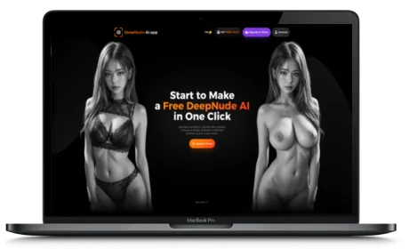 DeepNude-AI website displayed on a Macbook