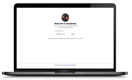 DeepNude.org website displayed on a Macbook