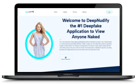 DeepNudify website displayed on a Macbook