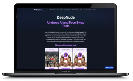 DeepStrip website displayed on a Macbook