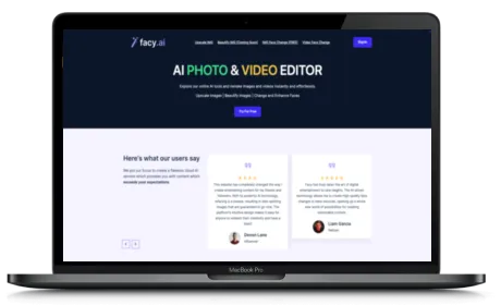 Facy.ai website displayed on a Macbook