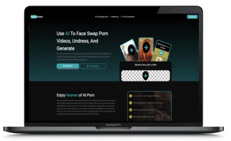 NudeMaker website displayed on a Macbook