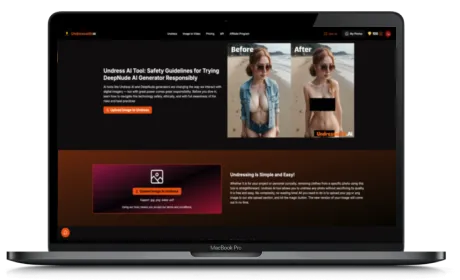 UndresswithAI website displayed on a Macbook