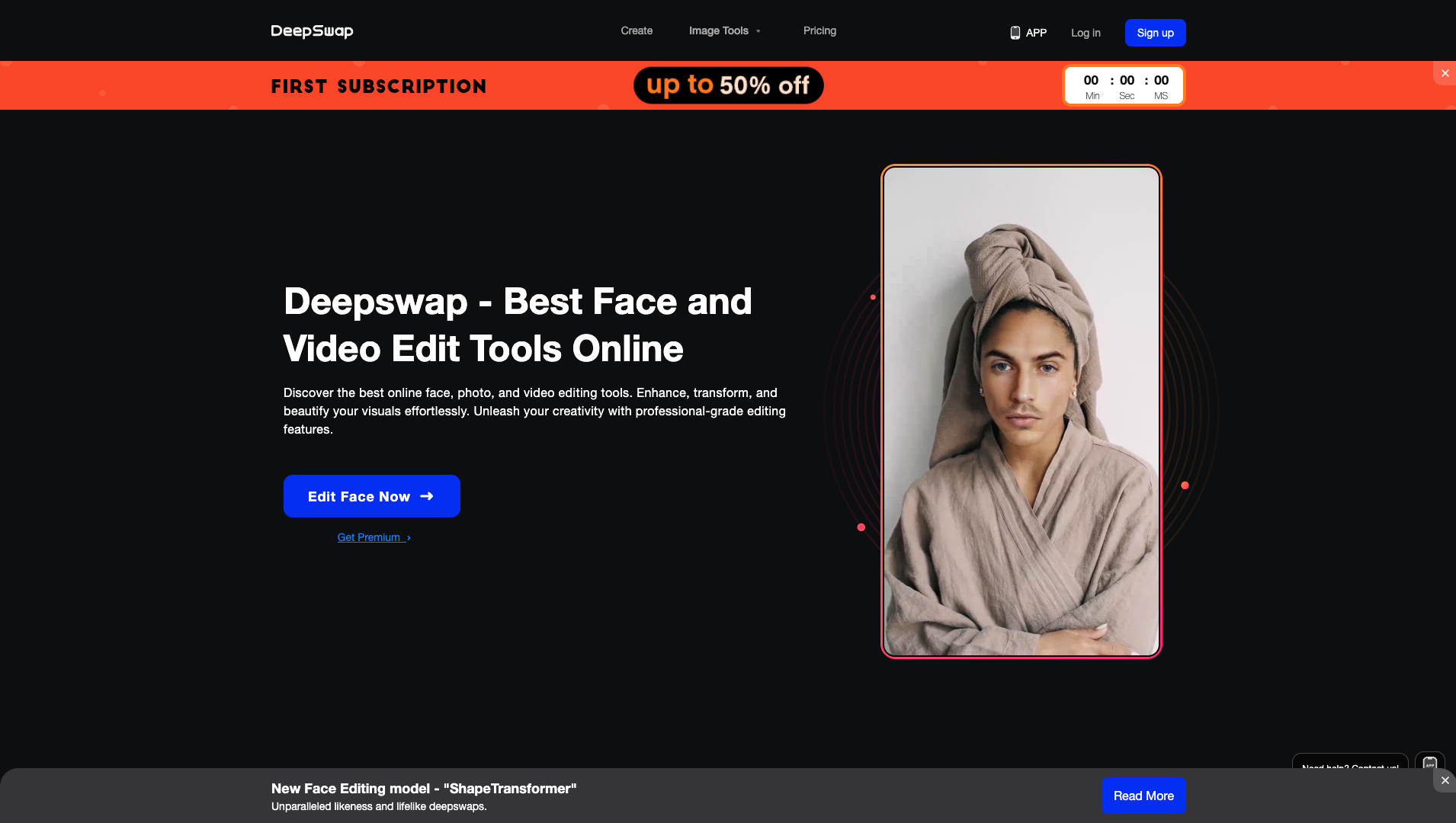 Screenshot of the DeepSwap.ai website