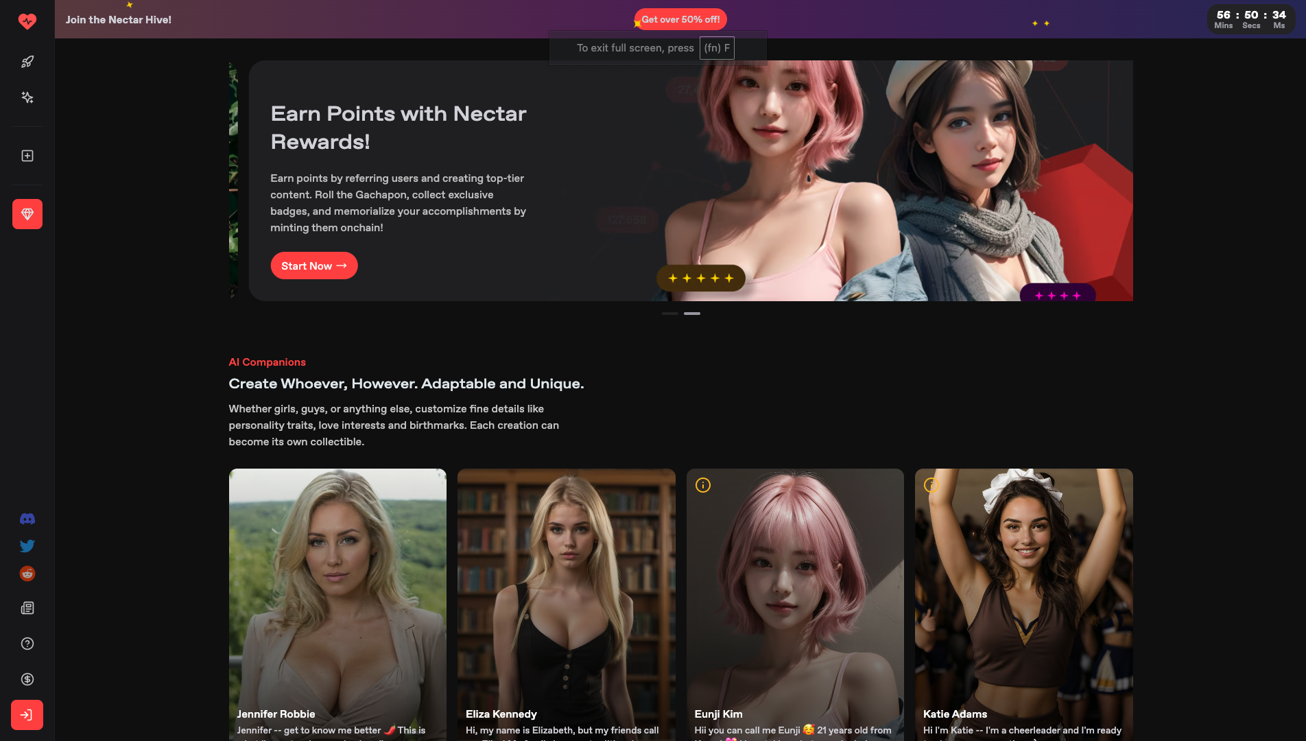 Screenshot of the Nectar AI website