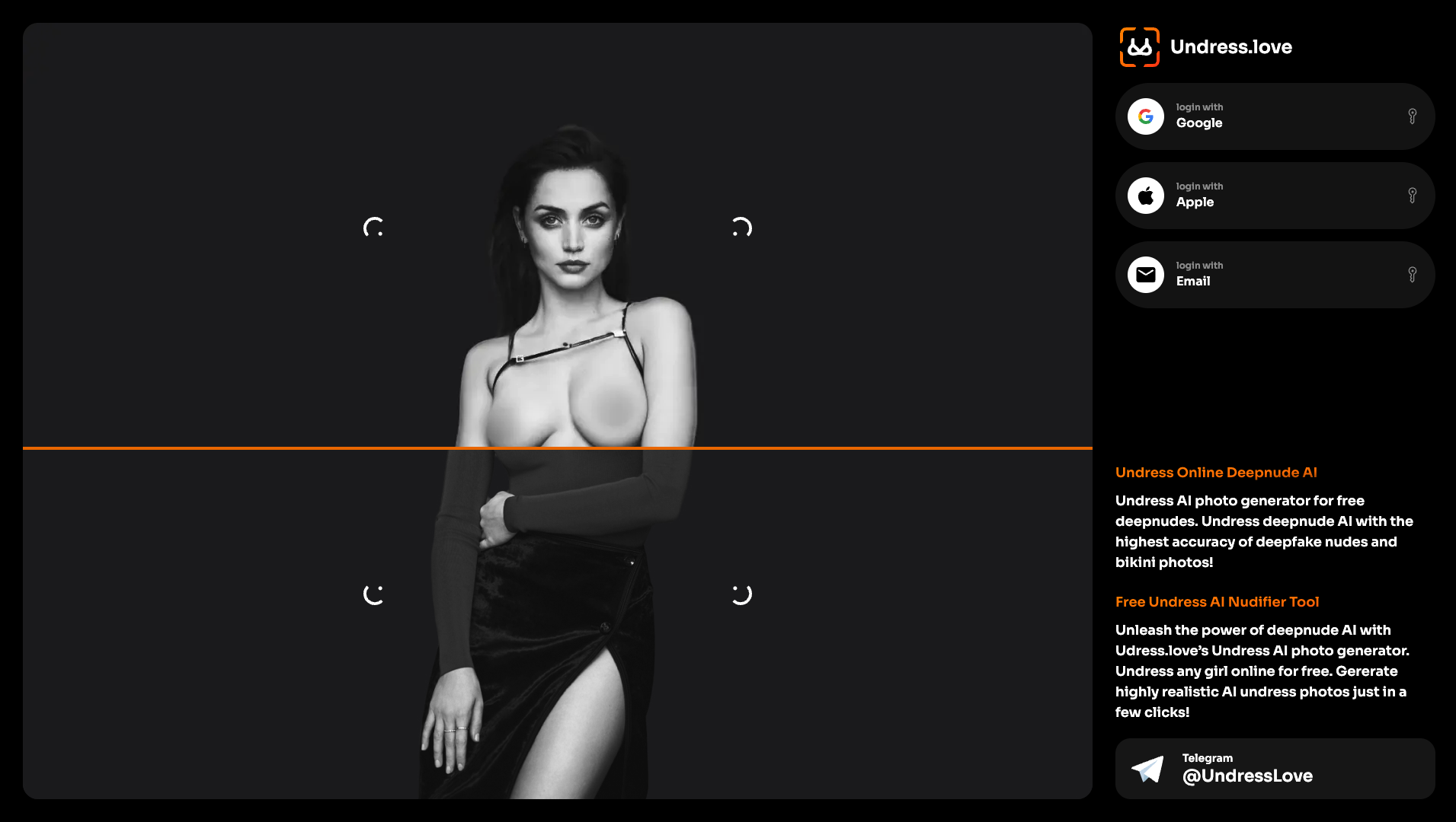 Screenshot of Undress.love Homepage