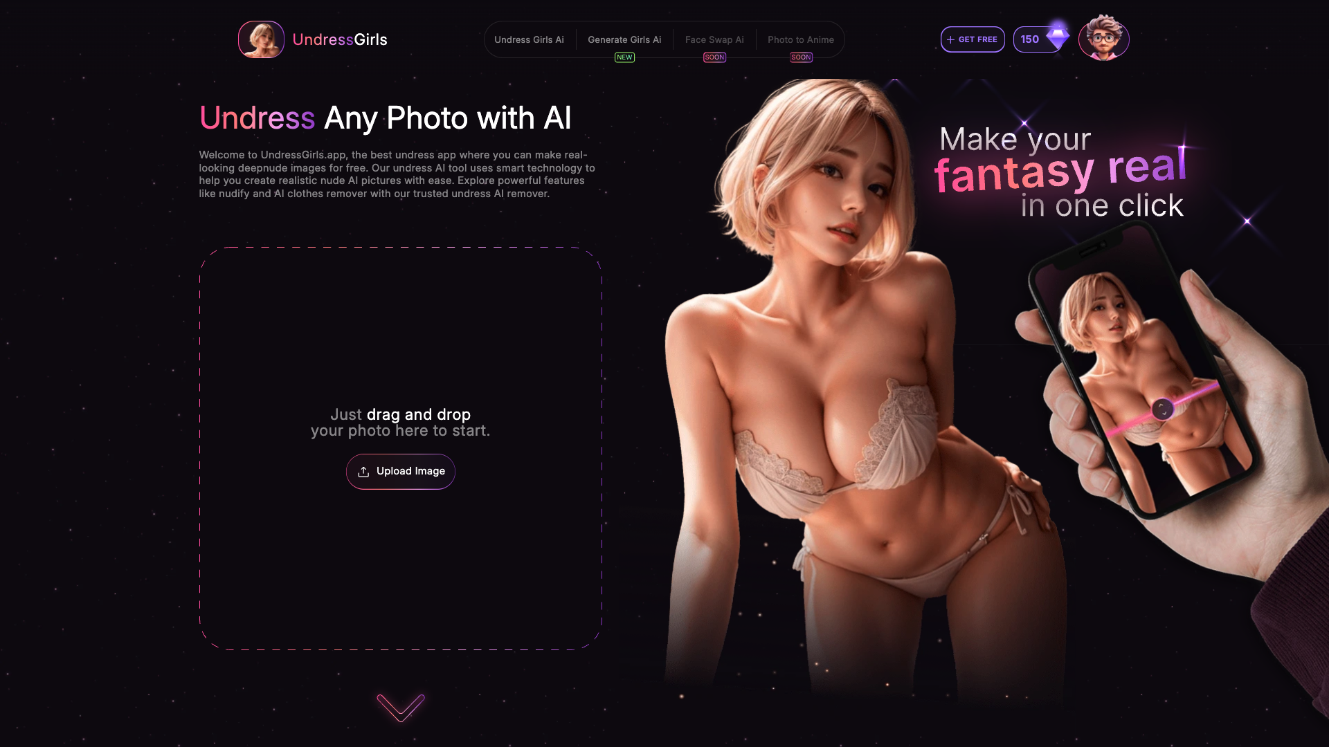 Screenshot of the UndressGirls.app website